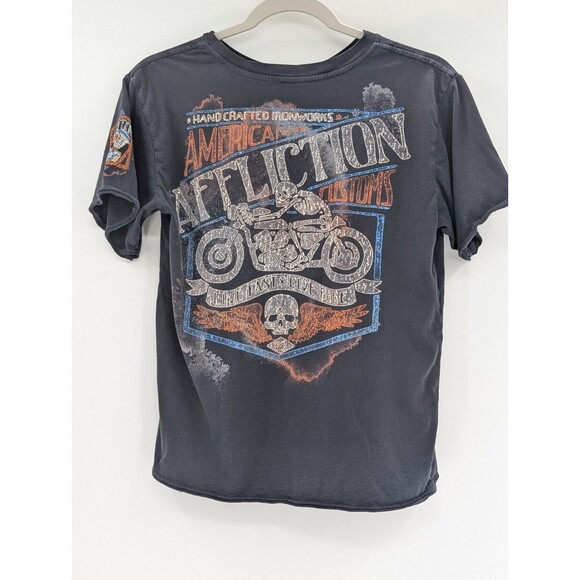 Affliction Live Fast Motorcycle American Black Short Sleeve T-Shirt Size M/L - Picture 2 of 6